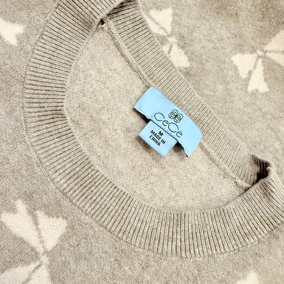 CECE GRAY BOW CREW NECK SWEATER MEDIUM - Picture 6 of 7